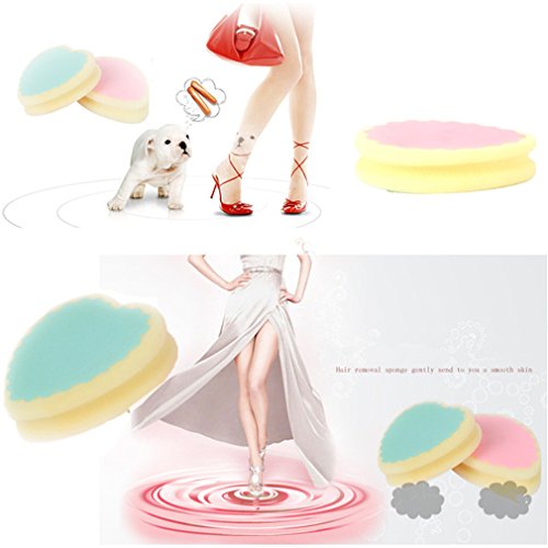 Dolland 1Pc Women Magic Painless Hair Removal Sponge Pads Professional Epilator Hair Remover ,Yellow Love Heart