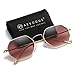 AEVOGUE Unisex Sunglasses Small Metal Frame Asymmetry Temple AE0520 (Gold&Brown, 56)