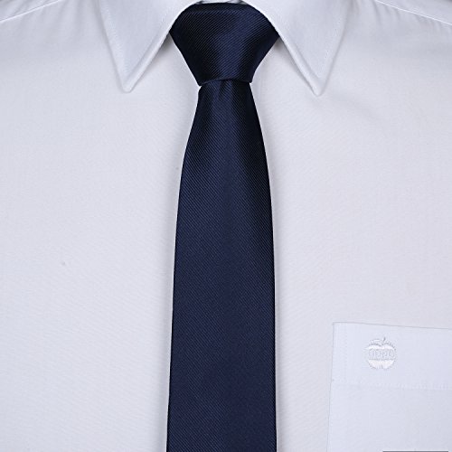 Elviros Mens Eco-friendly Fashion Solid Color Slim Tie 2.4'' ( 6cm ) Navy