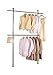 PRINCE HANGER Heavy Duty One Touch System Load 352LBS Clothing Racks for Hanging Clothes Metal Wardrobe Closet System Garment Tension Rod Free Standing Black Width Adjustable PHUS-0022