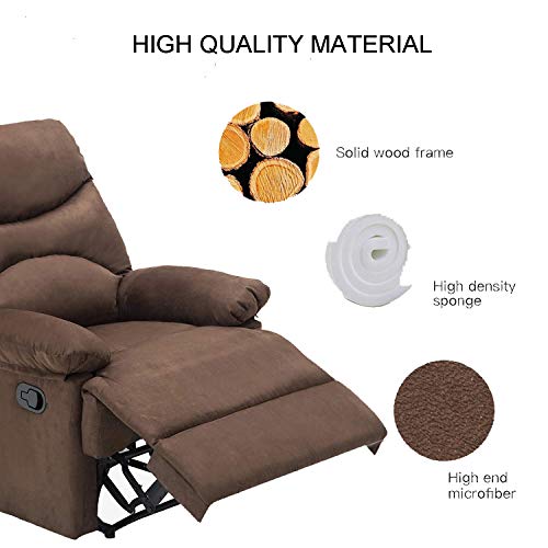 Windaze Recliner Chair, Massage Heat Lounge Sofa Chair Microfiber Ergonomic for Living Room Brown … - Thumbnail 2