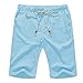 Janmid Men's Linen Casual Classic Fit Short (L, Sky Blue)