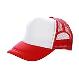 Opromo Kids Two Tone Mesh Curved Bill Trucker Cap, Adjustable Snapback, 14 Colors REDWHITE-2PIECES