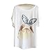 DQdq Women's Summer T-Shirt Bat-Wing Short Sleeve Rabbit Print Top Small White