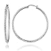 Sterling Silver Diamond Cut Round Hoop Earrings 50mm