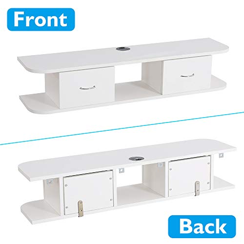 Floating TV Shelf, Tribesigns White Wall Mounted Media TV Stand Console