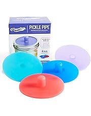 Masontops Pickle Pipes - Waterless Airlock Fermentation Lids - Wide Mouth Mason Jar Fermenter Cap - Premium Silicone Top