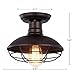 Vintage Industrial Mini Metal Cage Ceiling Light - MKLOT E26 Rustic Bronze Pendant Lighting Semi Flush Mounted 8.66