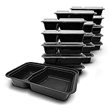 Fitpacker DUO USA Quality Meal Prep Containers 16-Pack 2 Compartment Bento Lunch Boxes with Lids - Portion Control & Food Storage Containers