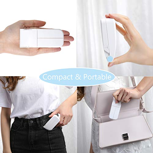 Dual Head Mini Portable Fan USB, Handheld Personal Fan, Small Pocket Foldable Desk Fan for Home Office Traveling Or Hiking, Lithium Battery Operated Rechargeable Patented Degisn, Blue White. - Thumbnail 2