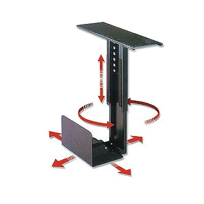 Ziotek Under Desk Sliding And Rotating Standard CPU Holder Computer Mount, CS-11, Fits Up To 9 1/4 Inch x 21 Inch Cases