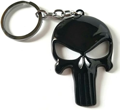 Punisher Skull Keychain - Marvel accessory for your home, auto, or boat keys (Black, alloy)