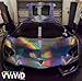 VViViD Black Holographic Vinyl Wrap Rainbow Finish Roll DIY Air-Release Adhesive Film (Sample (3