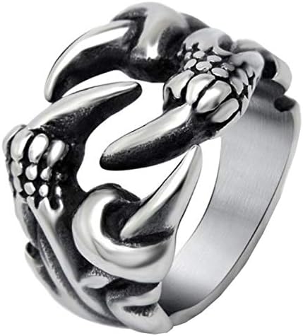 Asa Jewell SA730 Men's Cool Vintage Dragon's Claw Fashion Open-End Single Stainless Steel Ring,Silver
