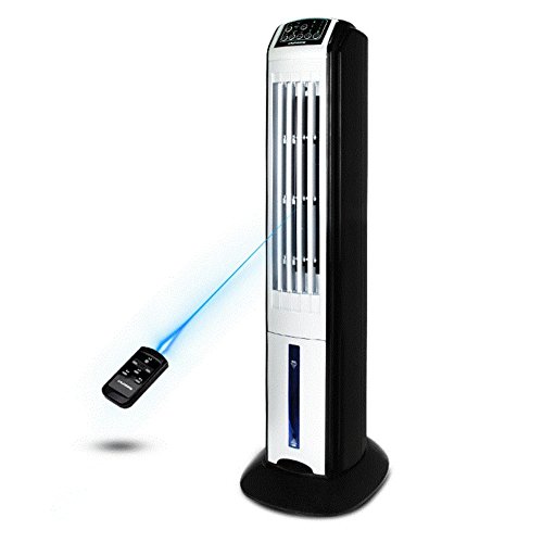 SL&LFJ Air conditioner cooling fan with 4 caster wheels,Single cold refrigerator humidify cooler fan for summer air cooler-black