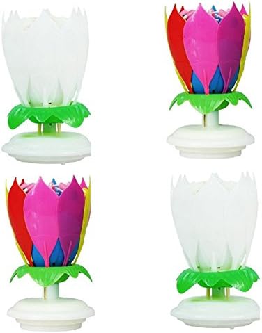 Hengker Happy Birthday Cake Topper Candle Music Birthday Candle,4 Packs (2 pcs Multicolor;2 pcs White) (4 Pack)