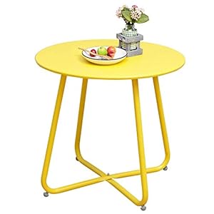 Grand patio Steel Patio Side Table, Weather Resistant Outdoor Round End Table, Yellow
