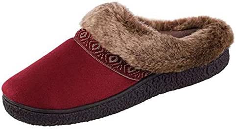 Amazon.com | isotoner Women's Memory Foam Basil Slipper Faux Fur House Shoe with Indoor Outdoor ...
