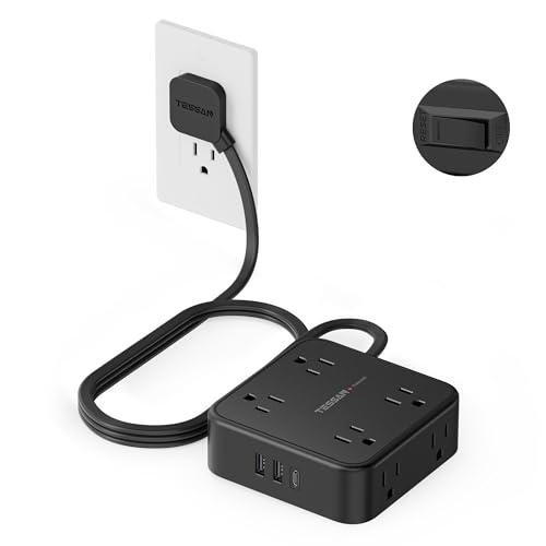 TESSAN Surge Protector Power Strip Flat Plug