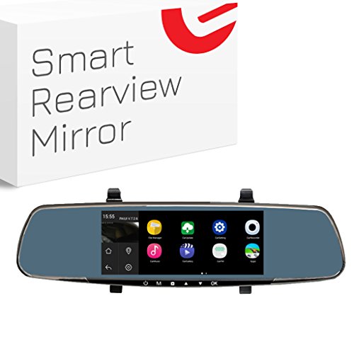 Ezonetronics In-Mirror 1080P Front and 720P Back View Mounted Video Dashboard Cam with Night Vision, Featuring Android 4.4 System Quad Core 1GB Ram, WiFi, GPS, Bluetooth, and FM Transmitter 7200BT