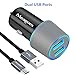 Meagoes Micro USB Car Charger, Compatible Samsung Galaxy J7 V/J7 Prime/J7 Sky pro/J7 Perx/J3 V/J3 Emerge/J3 Eclipse/J3 Luna pro/J3 Prime/J5 Prime/J5 pro/A7/A6/A6+, Dual Blue LED Light Car Adapter