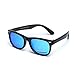 YAMAZI Kids Polarized Sunglasses Sports Fashion For Boys And Girls Mirrored Lens (Bright Black | Blue Mirrored Lens, Gray)