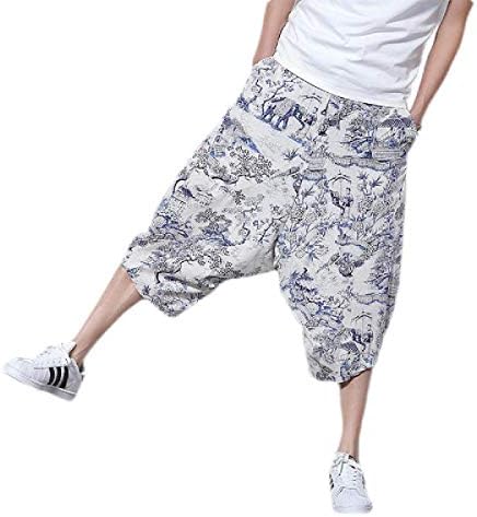 AngelSpace Men Linen Wide Leg Plus-Size 