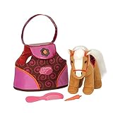 Pucci Pups by Battat - Beige Plush Horse with Dark Pink Swirl-Pattern Carrier Purse