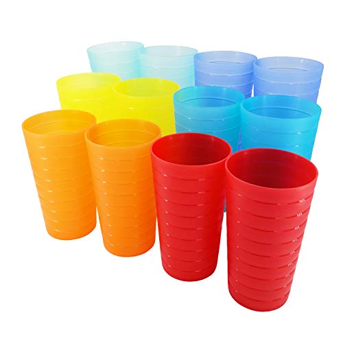 AOYITE Reusable Plastic Cups 22 oz - Unbreakable Hard Kids Cups - BPA Free Dishwasher Safe Drinking Cup set of 12 - Stackable Water Tumblers for Kitchen Camping Party Outdoor - Image 4
