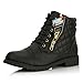 DailyShoes Women's Ankle Boots Combat Bootie Low Heel Lace Up Zippered Pocket Lovely Soft Flat Indoor Memory Foam Footwear Shoes Exclusive Credit Card Susan-01 Black Pu 9