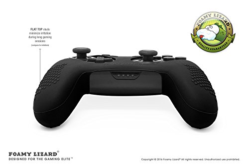 Nintendo Switch Pro Controller Skin Set by Foamy Lizard - AlphaPro Grip, STUDDED Sweat Free Silicone Cover w/ Flat Anti-slip Studs PLUS set of 4 QSS-Pro Thumb Grips (SKIN + QSS-P GRIPS, BLACK) - Thumbnail 2