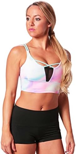 POPFLEX Criss Cross Crop Top Sports Bra with Removable Push Up Bra Cups