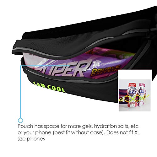 247 Viz Hydration Belt - Fits iPhone 8, X and Similar Phones - with 2 BPA Free Water Bottles and Pouch System - Running Fuel Belt & Runners Reflective Gear for High Visibility (Black)