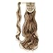 Wrap Around Synthetic Ponytail Clip in Hair Extensions One Piece Magic Paste Pony Tail Long Curly Wavy Soft Silky for Women Fashion and Beauty 17'' / 17 inch (light brown mix ash blonde)