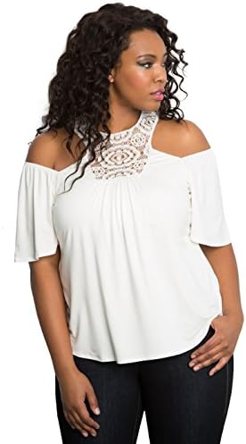 Kiyonna Women's Plus Size Cali Crochet Top 5X Ivory
