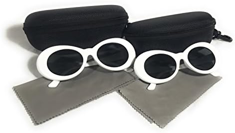(2 PAIRS) Bold Retro Oval Mod Thick Frame Sunglasses Round Lens Clout Goggles