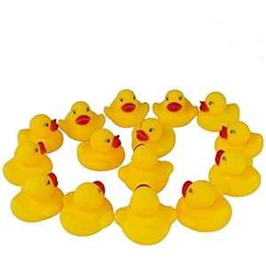 50-Pieces Float & Squeak Mini Rubber Duck Baby Bath Ducky Sound Shower Toys for Kids