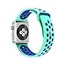 For Apple Watch Band, Wearlizer Soft Silicone Sport Replacement Strap for both Series 1 and Series 2 - 38mm Green and Blue