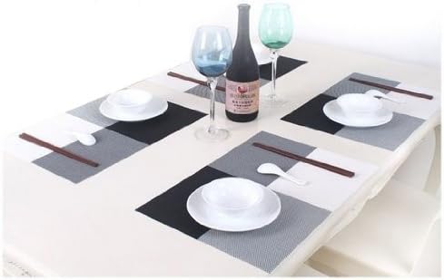 Blaze Kitchen Placemat Multi Colored PVC Placemats,set of 4 (Black White)