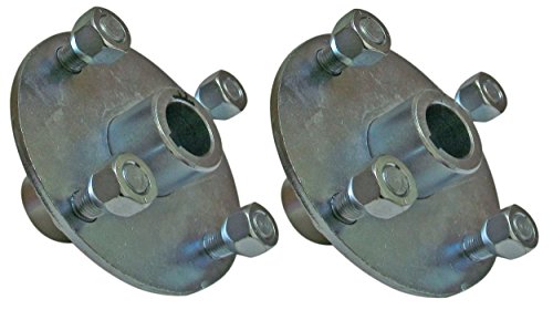 Set of 2-4x4 Galvanized Wheel Hubs 1" Bore with Lug Nuts for Go Karts Trailers Lawn Equipment