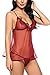 Avidlove Women Nightwear Lace Babydoll Strap Chemise Halter Lingerie Wine Red L