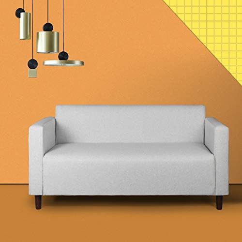 Mid-Century Modern Upholstered Fabric Loveseat Sofa/Couch, 2-seat Loveseats Suitable for Small Spaces (Light Grey 1)