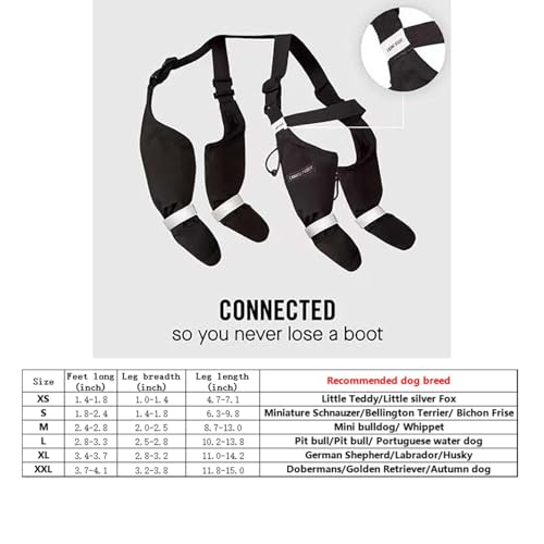 Dog Shoes, Dog Boots With Suspenders, Adjustable Washable Non-Slip Dog Shoes For Walking, Comfortable Dog Snow Boot, Paw Protectors With Reflective Straps For Small Medium Large Dog (L)