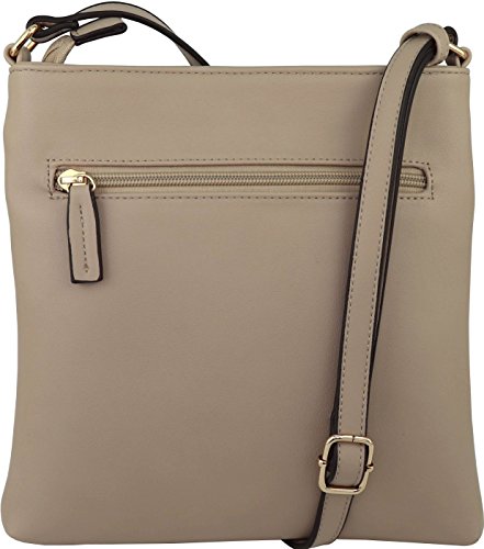 B BRENTANO Vegan Medium Crossbody Handbag Purse (Beige.)