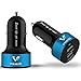 Volmate VOL48A-BBL Apple Certified - 4.8A / 24W Dual-Port USB Car Charger - Portable Travel Charger Rapid Car Charger For iPhone 6 5 5S 5C 4 4S, White/Silver