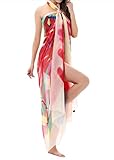 Abetteric Women's Stylish Scarf Floral Printed Large Scarf Beige OS