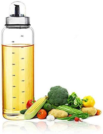 Olive Oil and Vinegar Glass Dispensers Cruet Bottle, Oil Pour Bottle Storage Cruet Spouts with Cover