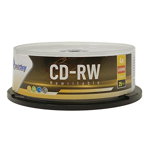 25 Pack Smartbuy CD-RW 1-4X 650MB/74Min High Speed