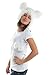Faux FUR Animal Hats Hoods Miki Short White Ski Ears with Poms Unisex