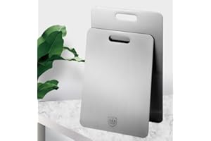 1Pack Double Sided Stainless Steel Cutting Board - Dishwasher Safe Kitchen Chopping Board for Meat, Fruit & Vegetables (9.4"x